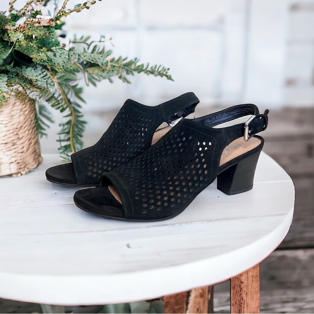 Franco Sarto Monaco 2 - Black Peep-toe, Block Heeled Sandal